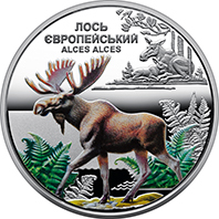 Реверс монети `Чорнобиль. Відродження. Лось європейський` у сувенірному пакованні