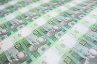 Obverse A whole printing sheet of hryvnia banknotes with a face value of 20 UAH. (54 banknotes)