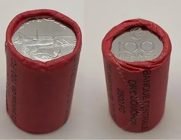 Продам монету Коморських островів 100 франків "Корабль і риба" за 2013 рік з рола 1