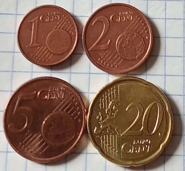 Продам набір монет  1,2,5,20 Євроценти.Країна Німеччина. 1