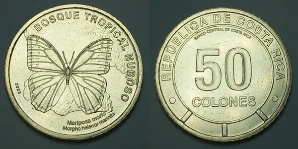 Продам пам'ятну монету Коста-Ріки 50 колонів, 2023 р. "Метелик" (фауна) 1