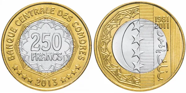 Продам ювілейну монету Коморських островів 250 франків, 2013 р. "30 років Центральному банку" 1