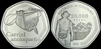 Продам колекційну монету Колумбії 20000 песо, 2024 р. "Антьокійський карiель (чоловіча сумка)"
