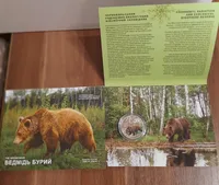 Продам пам'ятну монету Чорнобиль. Відродження. Ведмідь бурий у сувенірній упаковці (нейзильбер), 2022 р.